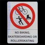 Reflective Aluminum Sign - Diamond Grade Reflective Aluminum No Biking Skateboarding or Rollerskating Sign